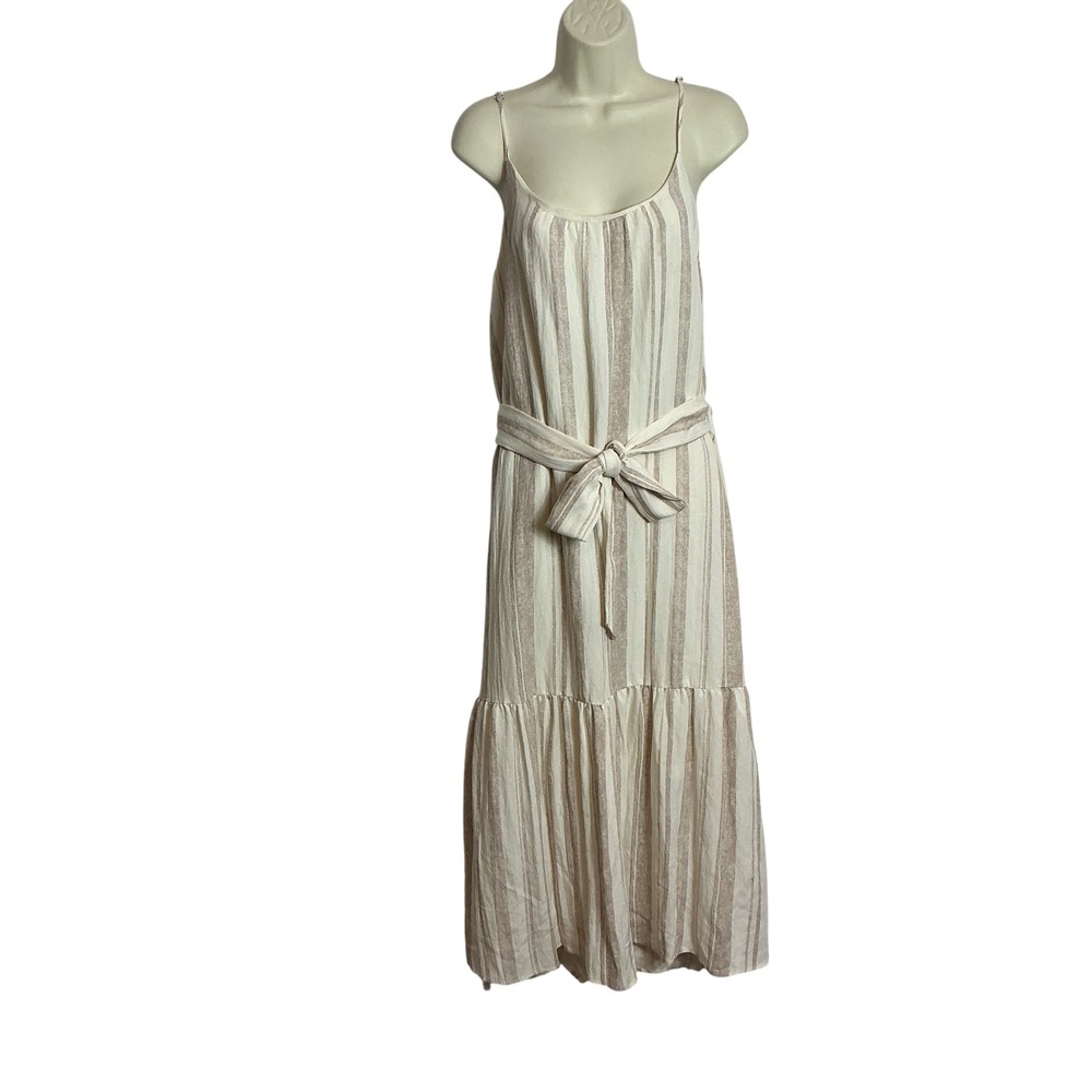 Moon River Tuckernuck Large Striped Belted Maxi Dress Classic Breezy